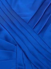 Shea Satin Pleated Flutter-Sleeve Gown