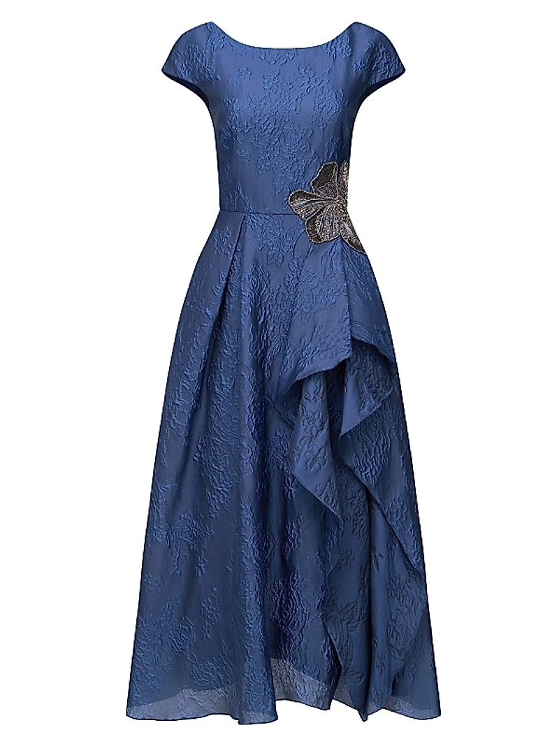 Caity Embellished Jacquard Boatneck Midi-Dress