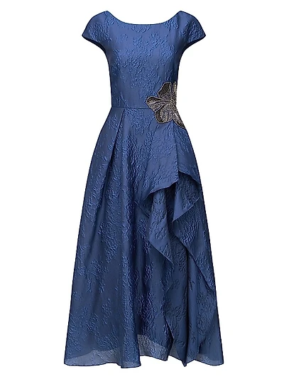 Caity Embellished Jacquard Boatneck Midi-Dress