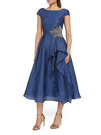 Caity Embellished Jacquard Boatneck Midi-Dress