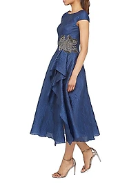 Caity Embellished Jacquard Boatneck Midi-Dress