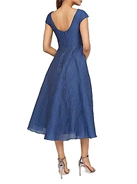 Caity Embellished Jacquard Boatneck Midi-Dress