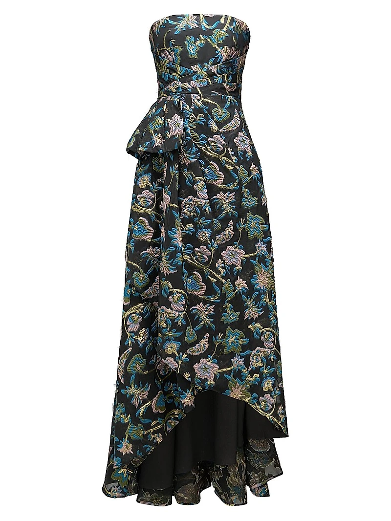 Alice Floral Jacquard Strapless Gown