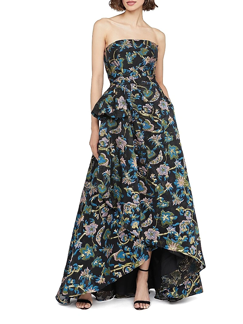 Alice Floral Jacquard Strapless Gown