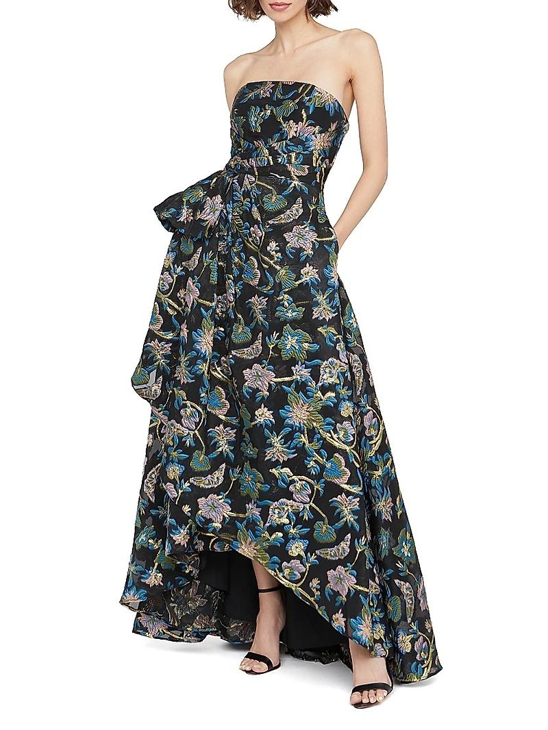 Alice Floral Jacquard Strapless Gown
