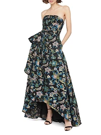Alice Floral Jacquard Strapless Gown