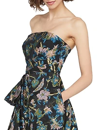 Alice Floral Jacquard Strapless Gown