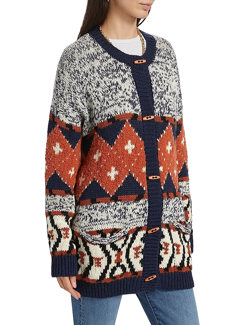 The Long Drop Abstract Alpaca-Blend Cardigan