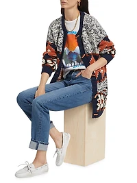 The Long Drop Abstract Alpaca-Blend Cardigan