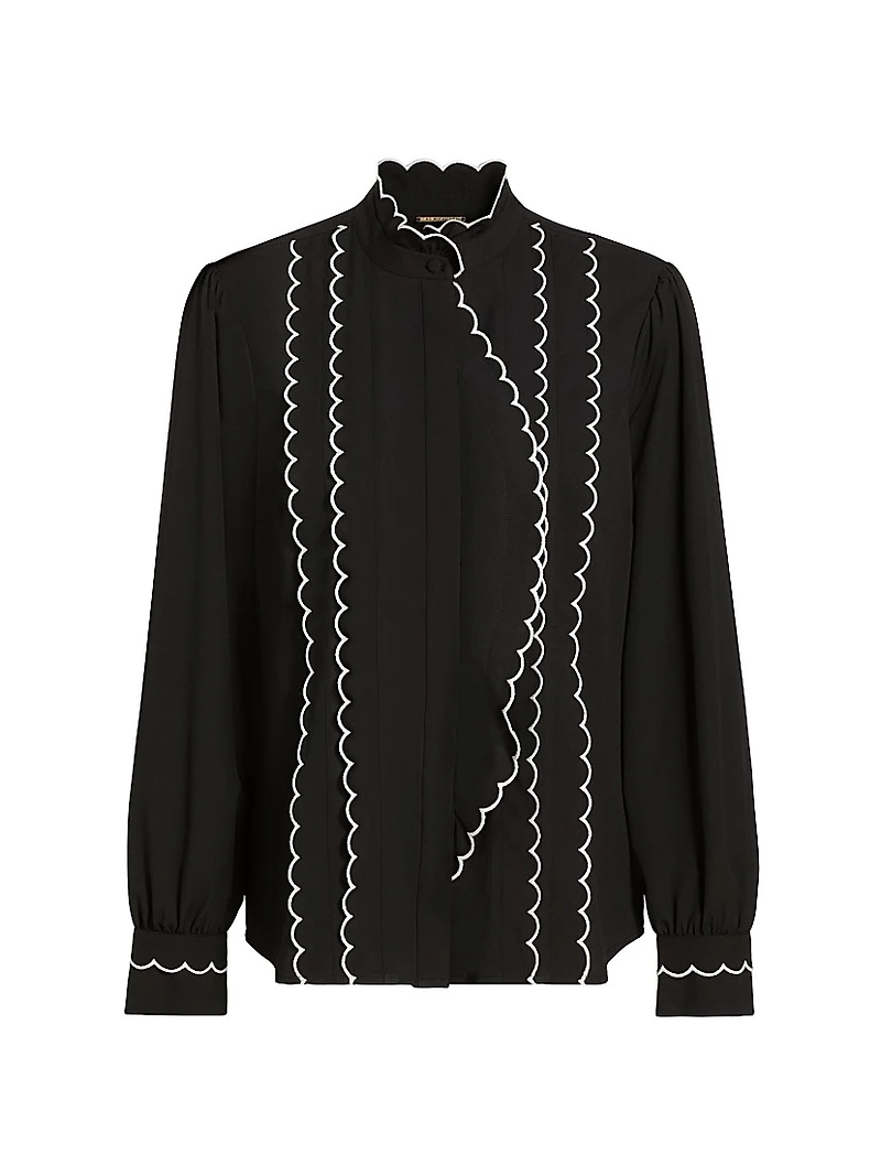 The Rae Scalloped-Trim Blouse
