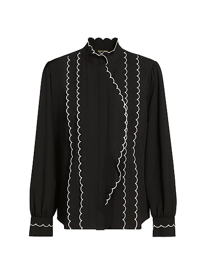 The Rae Scalloped-Trim Blouse