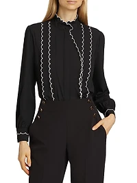 The Rae Scalloped-Trim Blouse