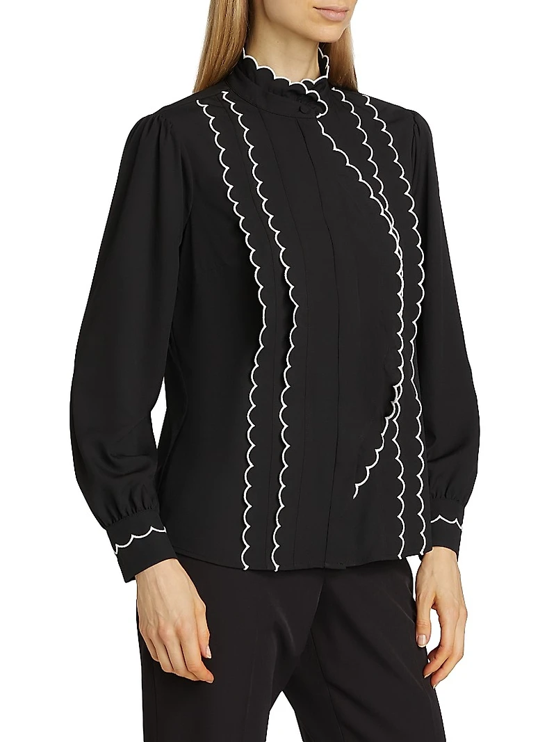 The Rae Scalloped-Trim Blouse