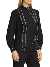 The Rae Scalloped-Trim Blouse