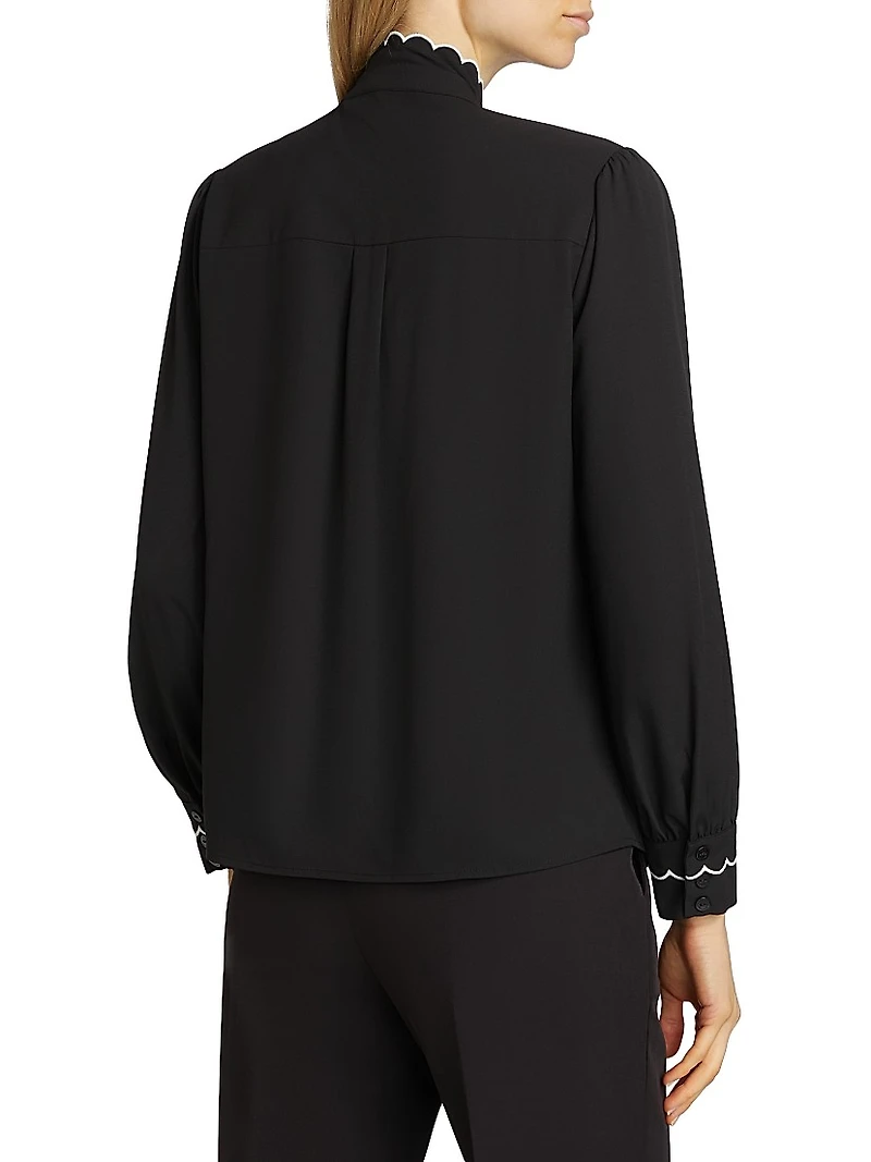 The Rae Scalloped-Trim Blouse