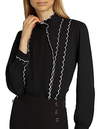 The Rae Scalloped-Trim Blouse