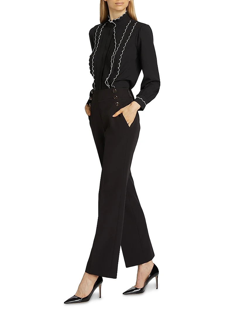 The Rae Scalloped-Trim Blouse