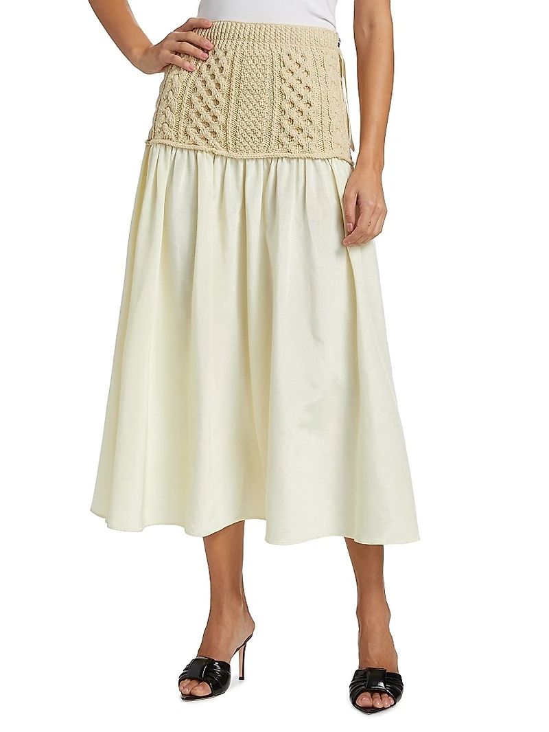 Mekas Paneled Knit Midi-Skirt