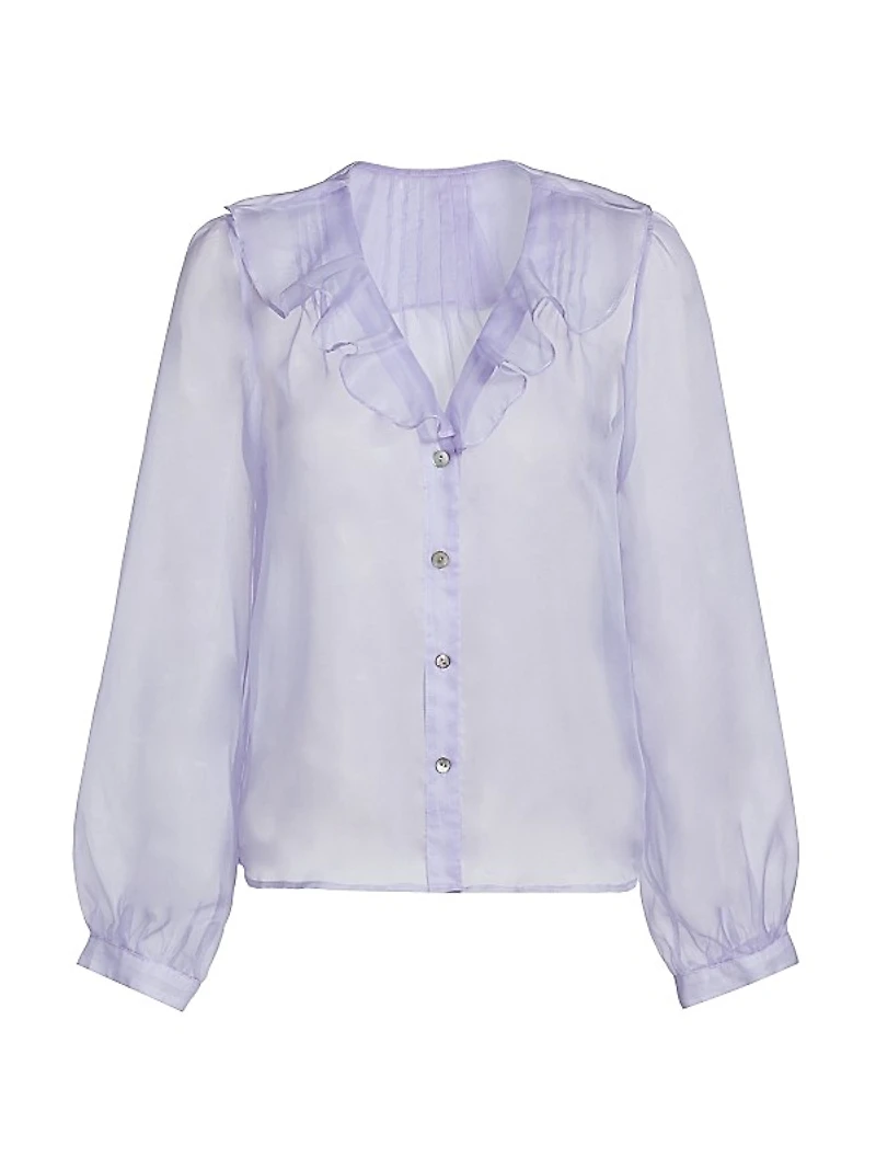 Odette Sheer Silk Button-Front Shirt