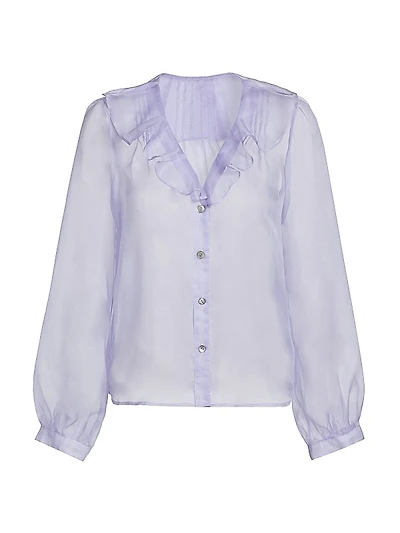 Odette Sheer Silk Button-Front Shirt