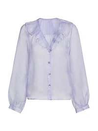 Odette Sheer Silk Button-Front Shirt