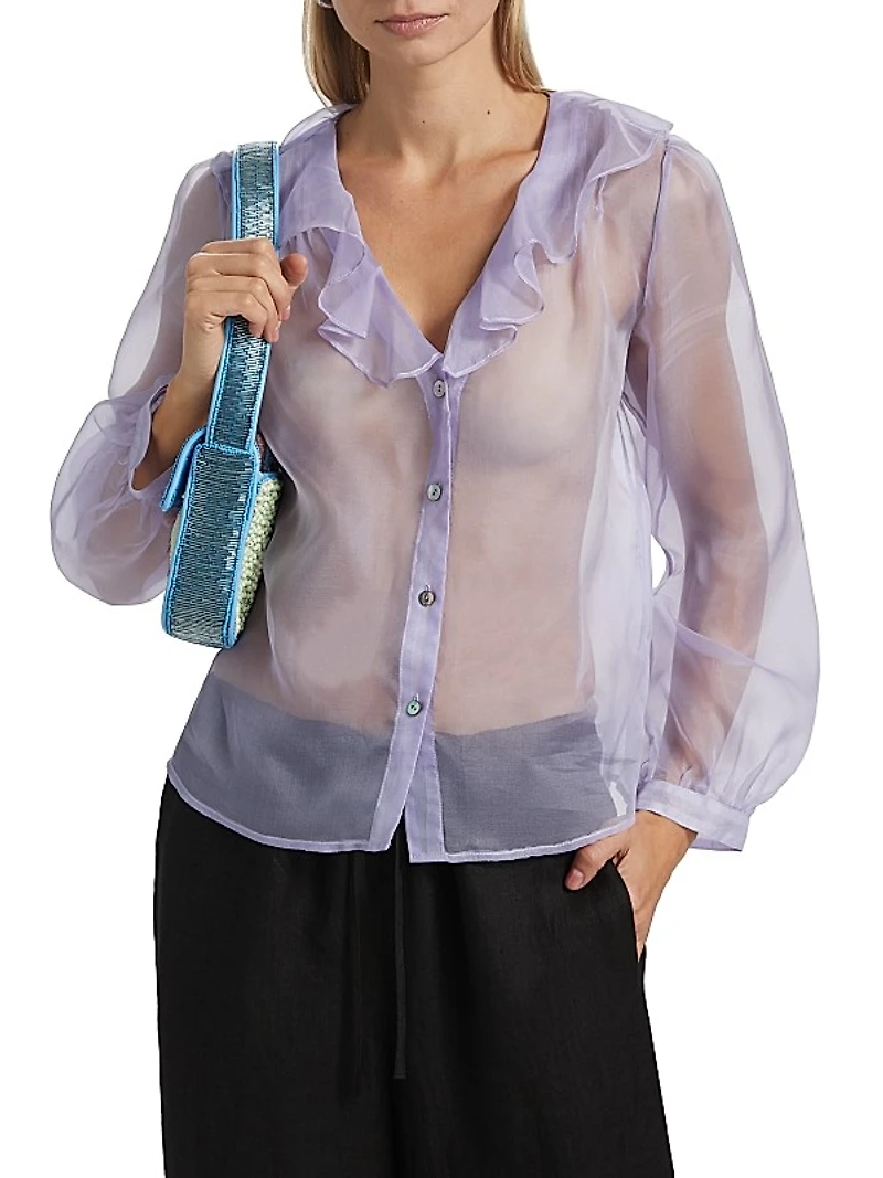 Odette Sheer Silk Button-Front Shirt
