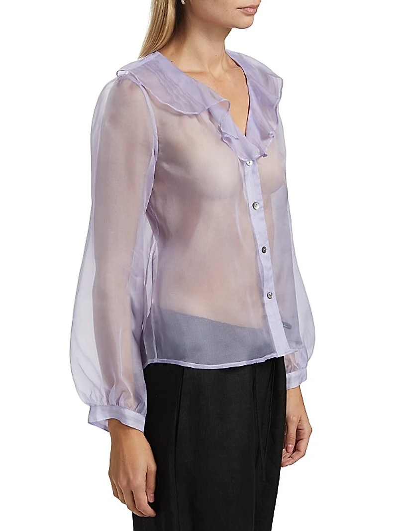 Odette Sheer Silk Button-Front Shirt