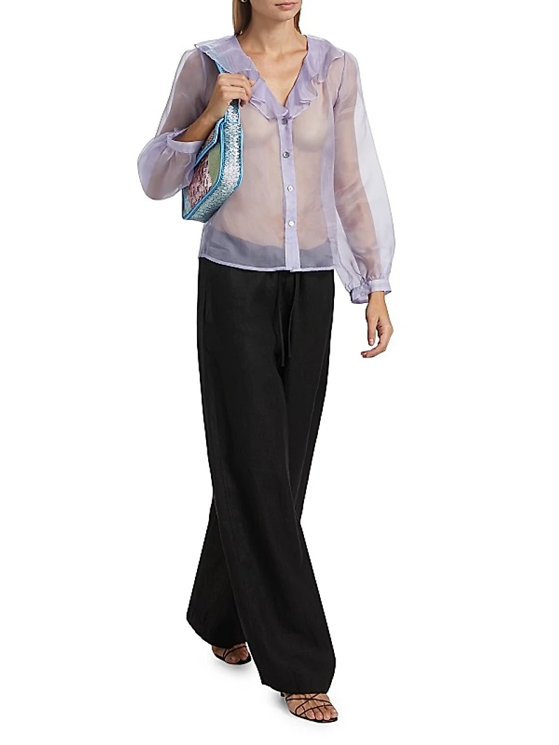 Odette Sheer Silk Button-Front Shirt