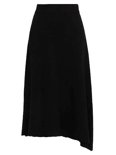 Brushed Wool A-Line Midi-Skirt