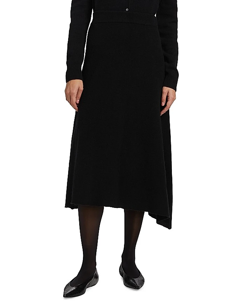 Brushed Wool A-Line Midi-Skirt