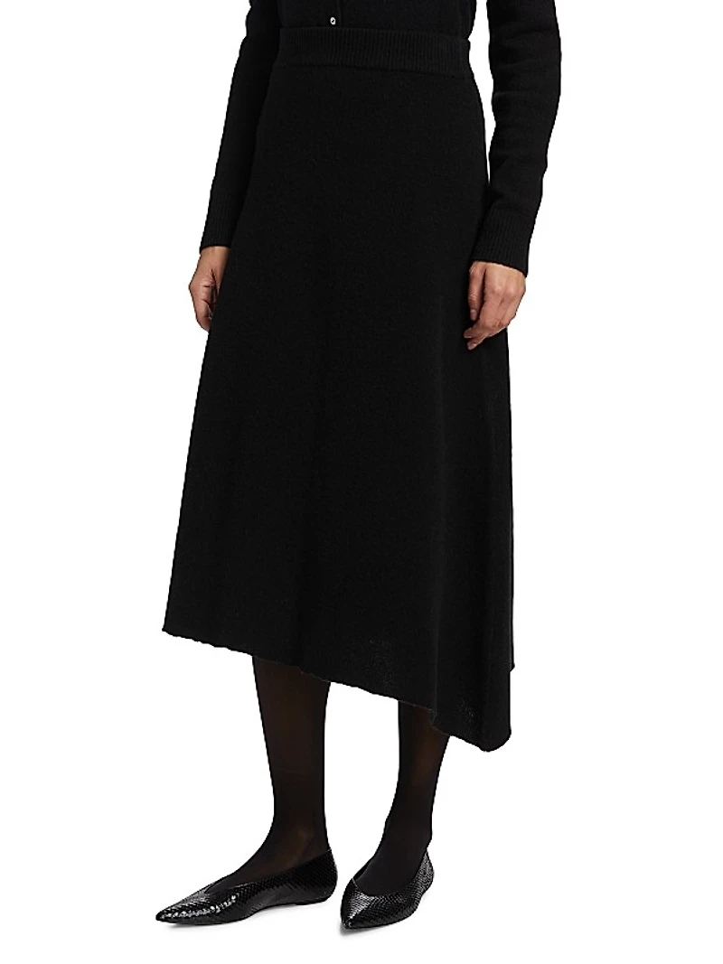 Brushed Wool A-Line Midi-Skirt