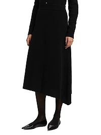 Brushed Wool A-Line Midi-Skirt