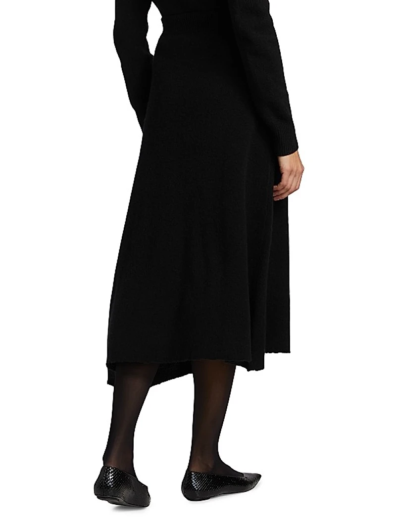 Brushed Wool A-Line Midi-Skirt