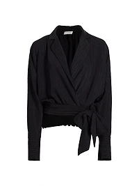 Oliver Pinstriped Tie-Waist Jacket