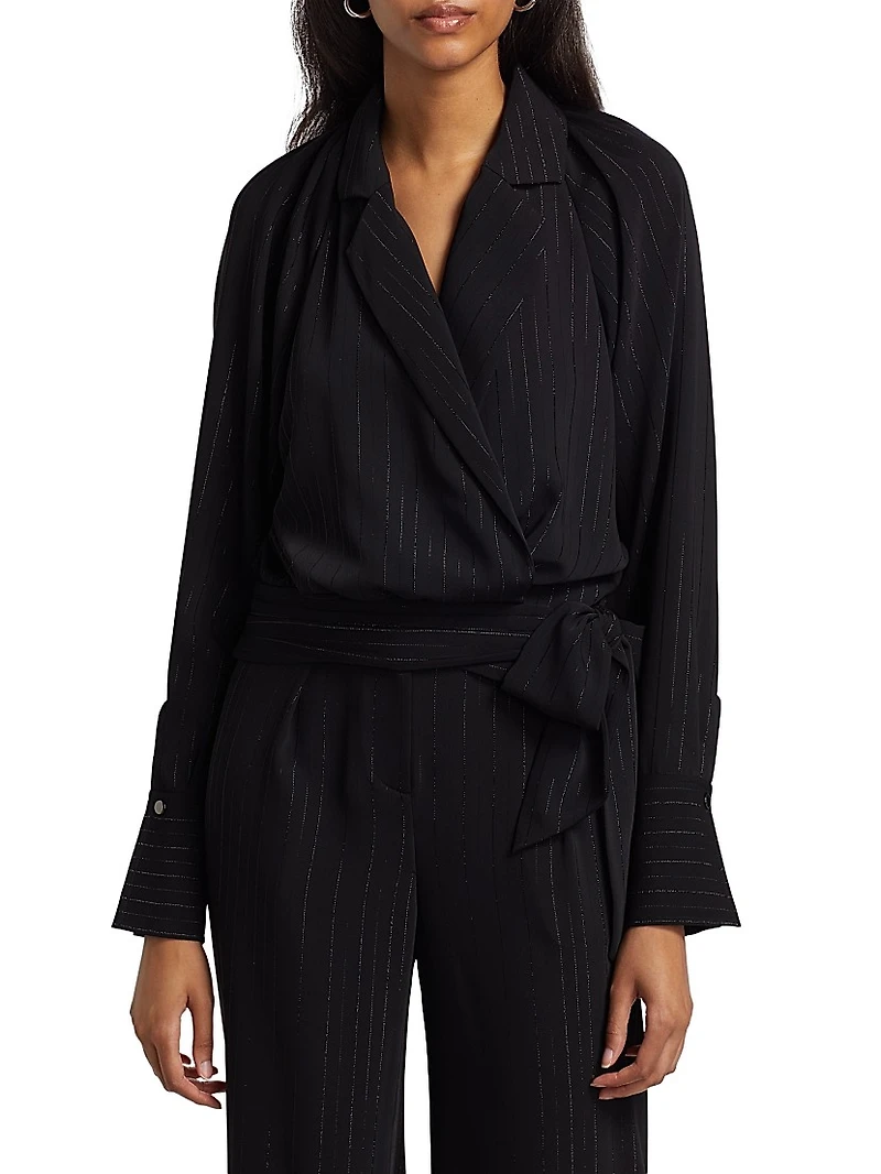 Oliver Pinstriped Tie-Waist Jacket