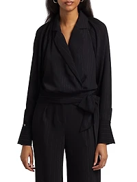 Oliver Pinstriped Tie-Waist Jacket