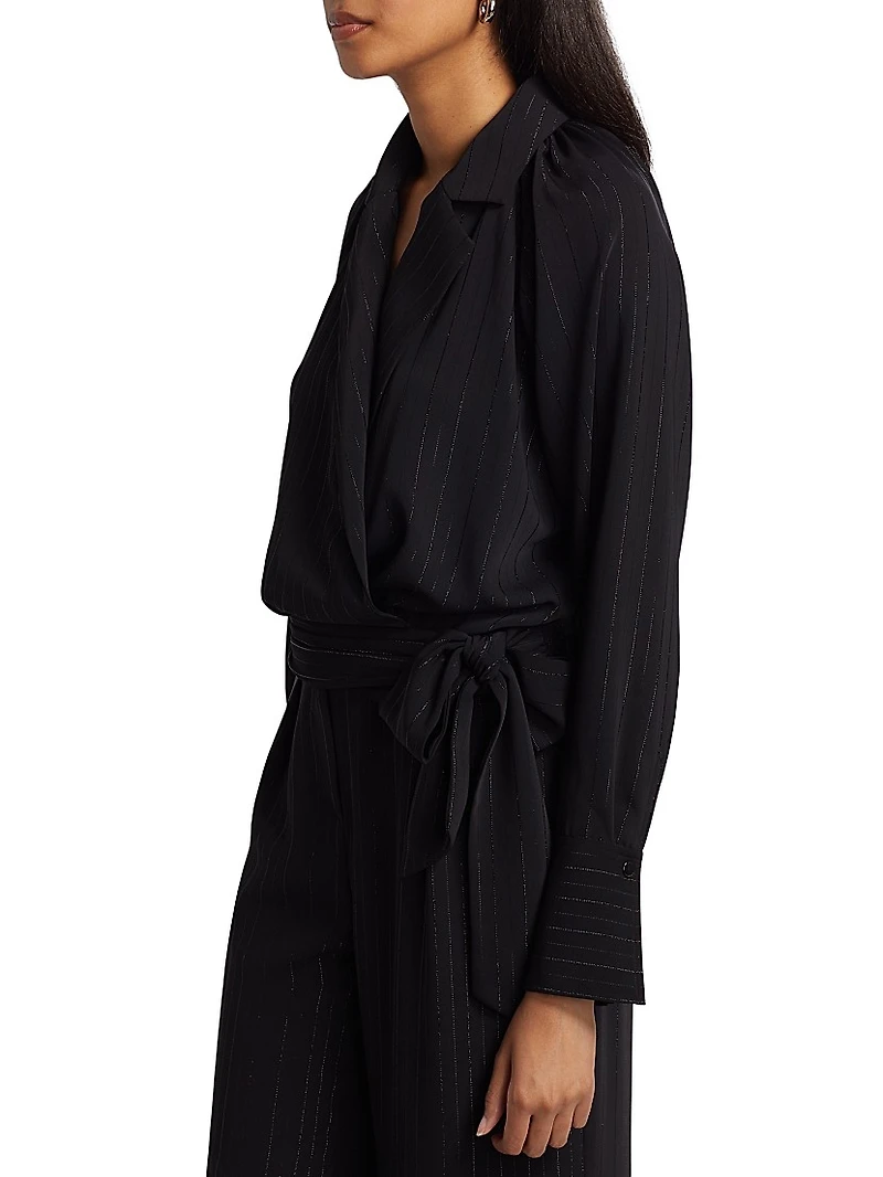 Oliver Pinstriped Tie-Waist Jacket