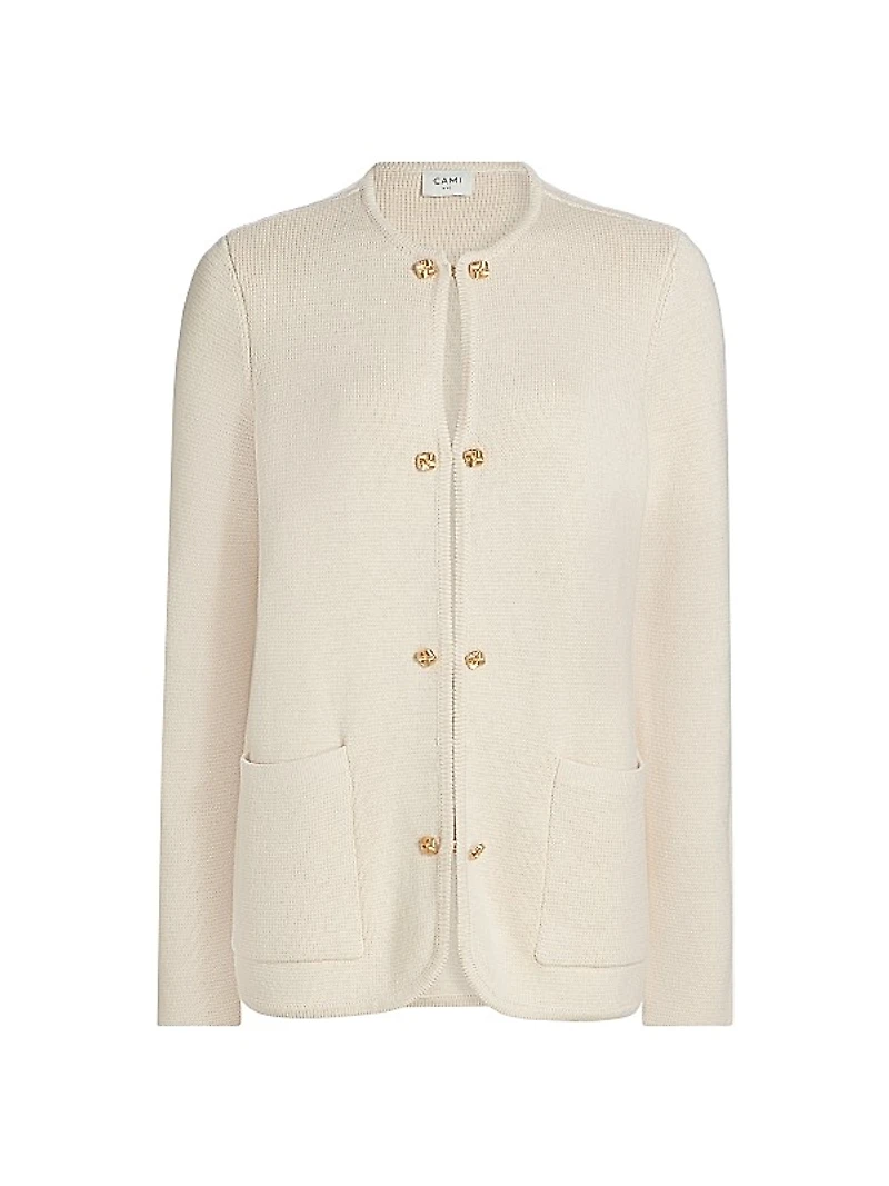 Allen Cotton-Cashmere Crewneck Cardigan