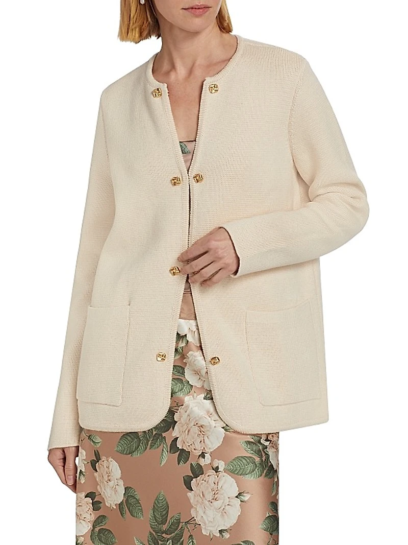 Allen Cotton-Cashmere Crewneck Cardigan