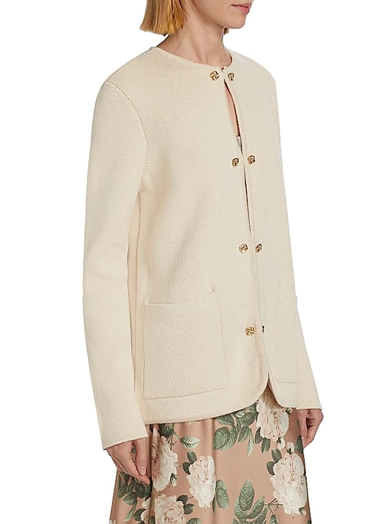 Allen Cotton-Cashmere Crewneck Cardigan