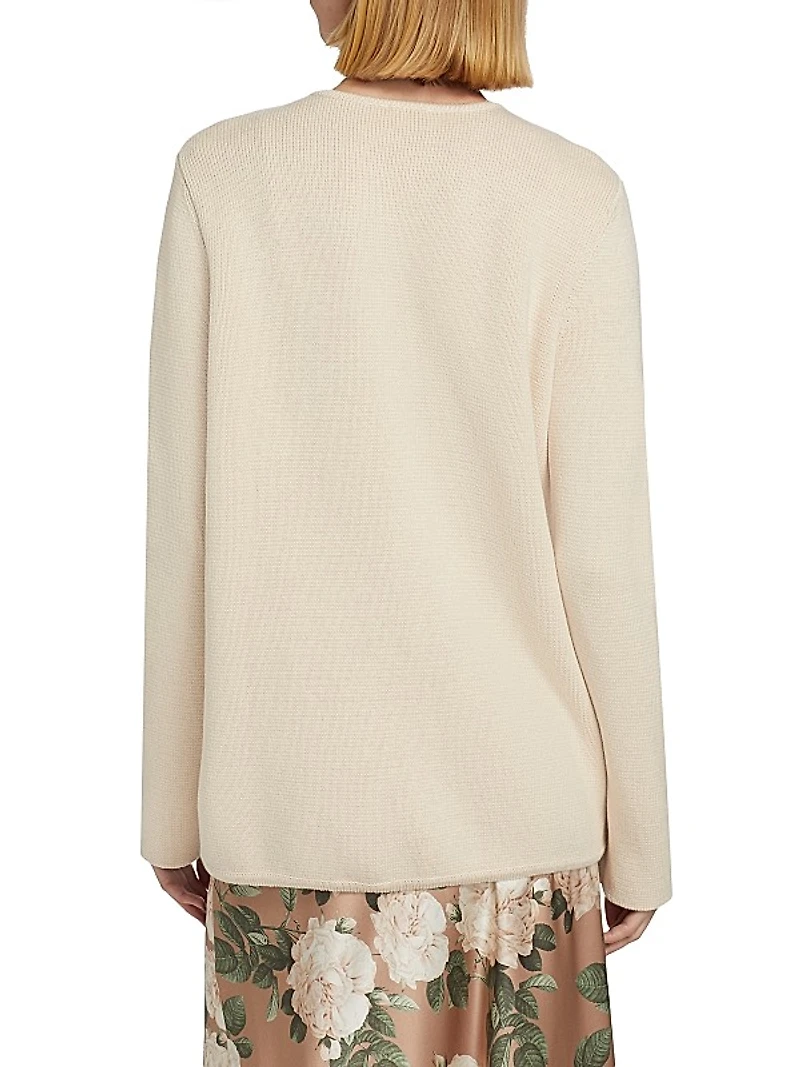 Allen Cotton-Cashmere Crewneck Cardigan
