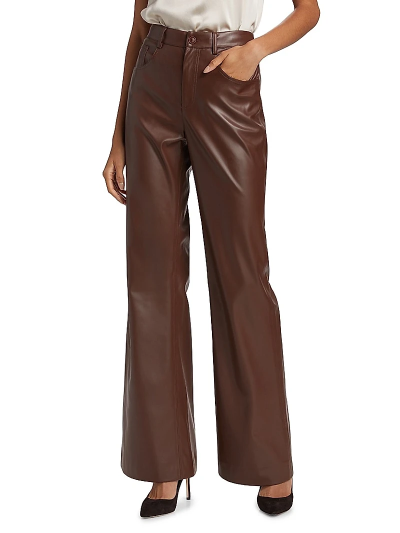 Zenobia Faux-Leather Straight-Leg Pants
