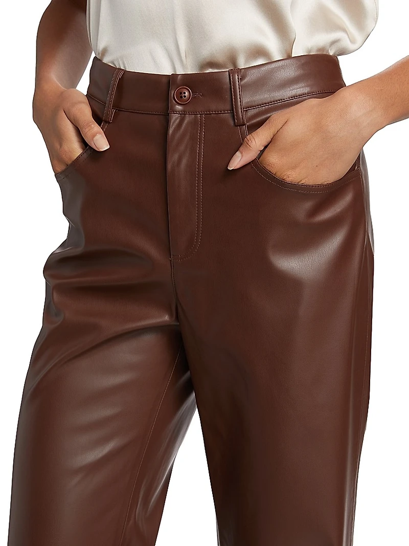 Zenobia Faux-Leather Straight-Leg Pants