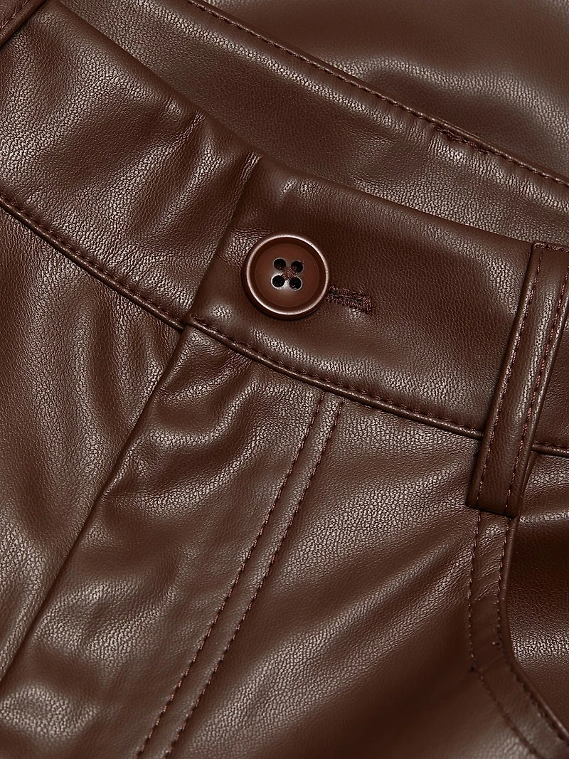 Zenobia Faux-Leather Straight-Leg Pants