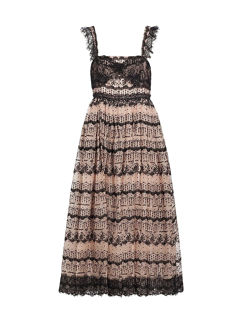 Fen Lace-Trim Silk Sleeveless Midi-Dress