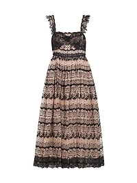 Fen Lace-Trim Silk Sleeveless Midi-Dress
