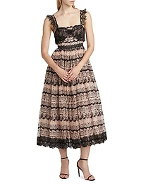 Fen Lace-Trim Silk Sleeveless Midi-Dress