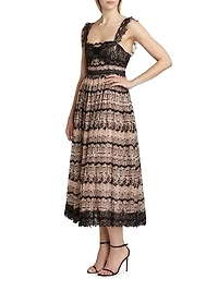 Fen Lace-Trim Silk Sleeveless Midi-Dress