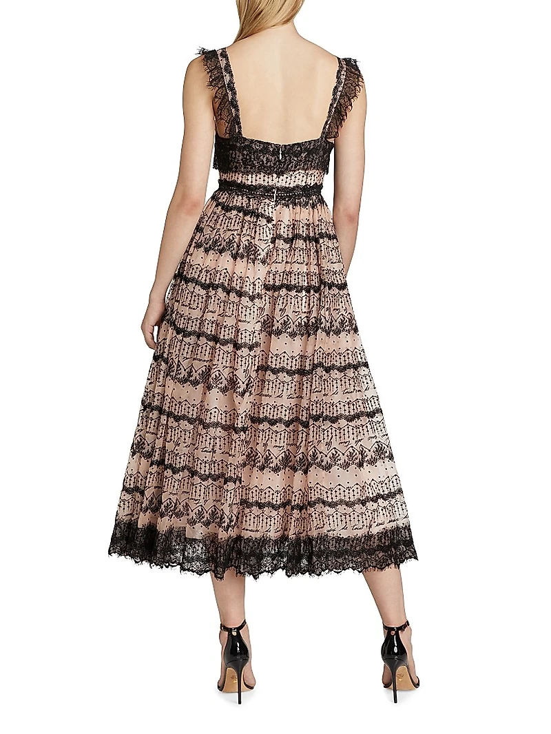Fen Lace-Trim Silk Sleeveless Midi-Dress
