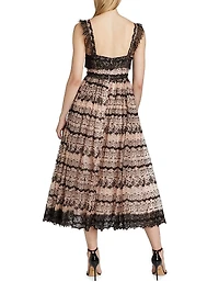Fen Lace-Trim Silk Sleeveless Midi-Dress
